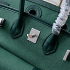 Birkin Cargo 25 Green Swift Leather and Canvas Splicing Bag