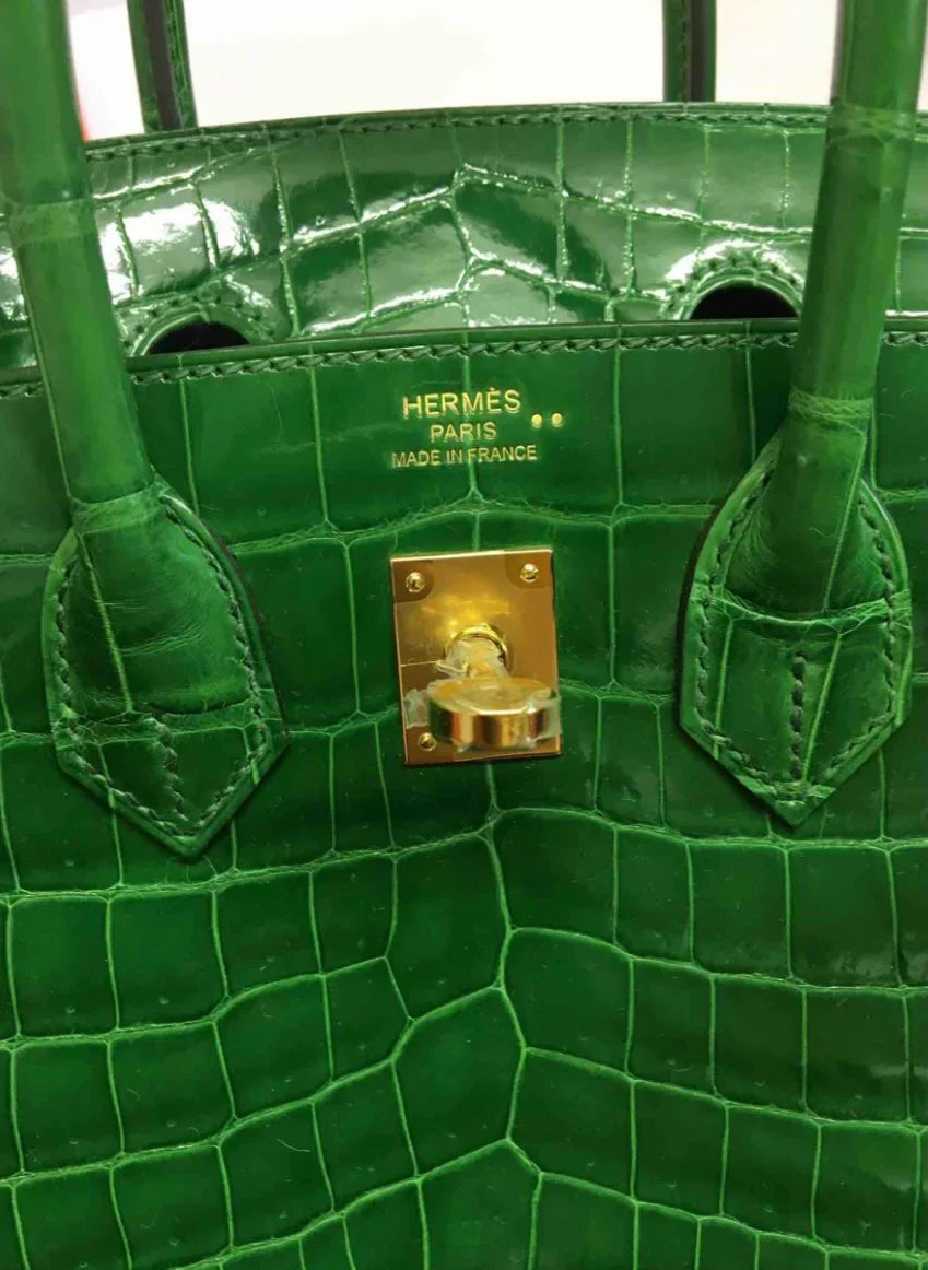 Birkin Emerald Shiny Niloticus Crocodile Gold Hardware