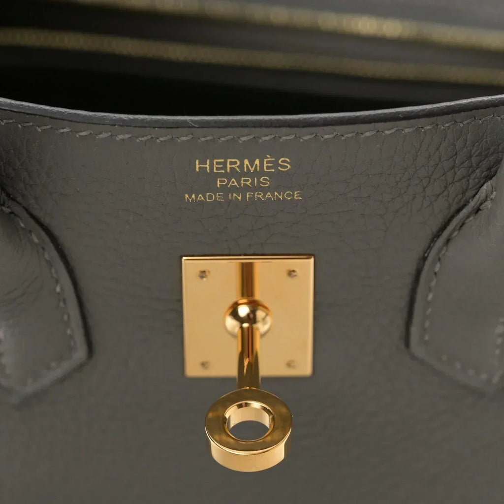 Birkin 25 Gris Meyer crafted from incredibly soft Togo calfskin leather