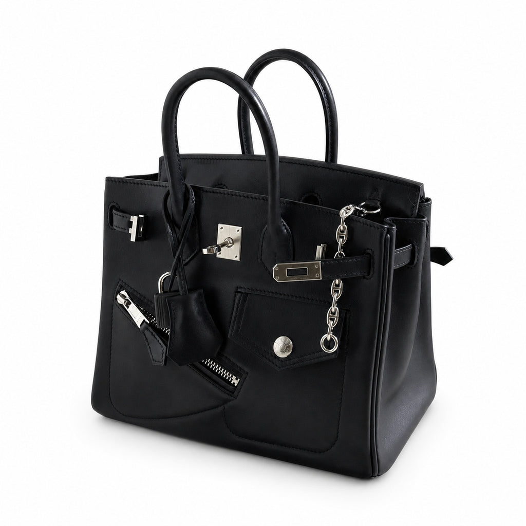 Birkin 25 Rock Sellier in Noir Swift Leather (Palladium Hardware)