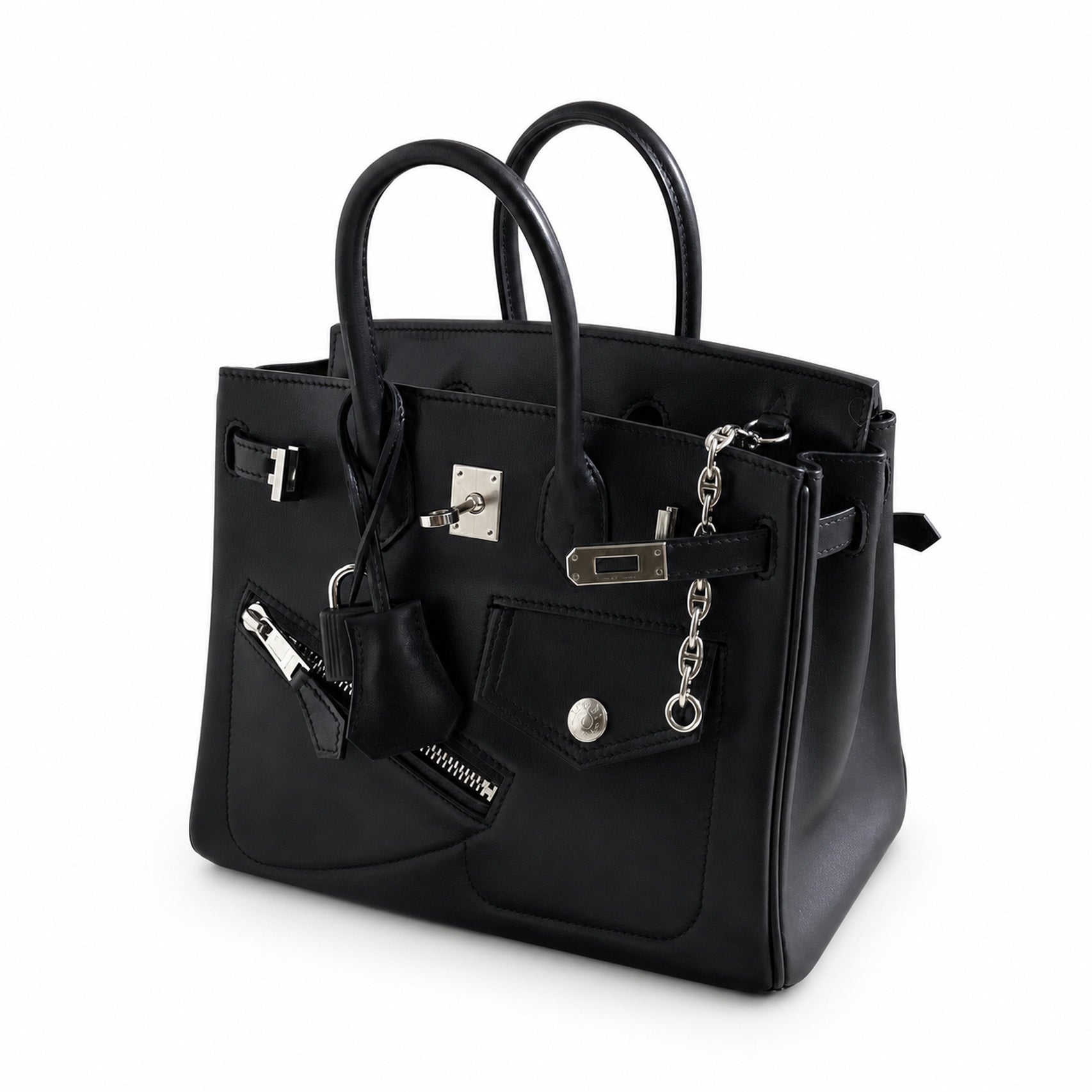 Birkin 25 Rock Sellier in Noir Swift Leather (Palladium Hardware)