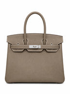 Birkin 30 Retourne in Etoupe Togo Leather with White Stitching (Palladium Hardware)