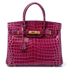 Birkin 30 Smooth Croc Print Genuine Leather Top Handle Bags