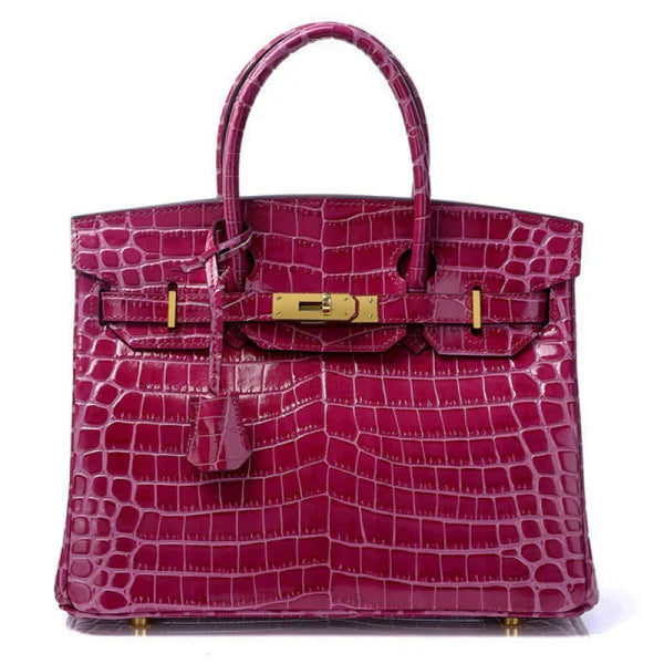 Birkin 30 Smooth Croc Print Genuine Leather Top Handle Bags