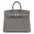 Birkin 25 Retourne in Grey Suede Grizzly (Palladium Hardware)