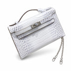 Kelly Pochette Himalaya Niloticus Crocodile Leather Palladium Hardware & Palladium Hardware Women Clutch Handbag