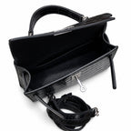 Kelly Sellier 19cm Noir Shiny Crocodile Leather Gold Hardware & Palladium Hardware Women Handbag