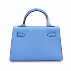 Mini Kelly II Sellier 19cm & 22cm Bleu Brume Epsom Leather Palladium Hardware Women Mini Handbag