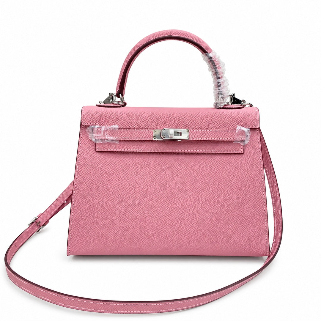 Kelly Sellier 25cm & 28cm Rose Confetti Epsom Leather Palladium Hardware Crossbody Handbag