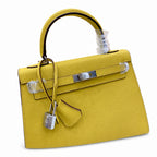Kelly Sellier 25cm & 28cm Jaune Ambre Epsom Leather Palladium Hardware Women Luxury Handbag