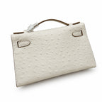 Mini Kelly II Sellier 19cm & 22cm Craie Ostrich Leather Gold Hardware Women Mini Handbag