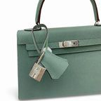 Kelly Sellier 25cm & 28cm Vert Cypress Epsom Leather Palladium Hardware Commute Shoulder Handbag
