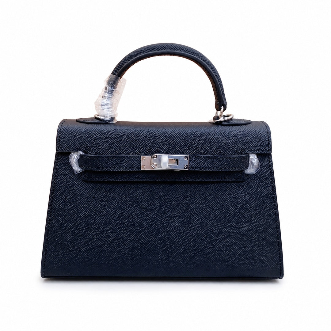 Mini Kelly II Sellier 19cm & 22cm Noir Epsom Leather Palladium Hardware Women Mini Handbag