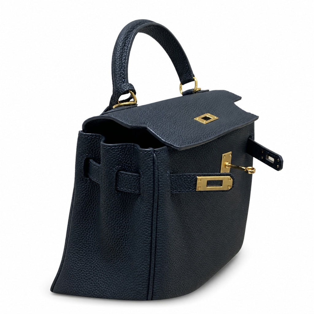 Kelly Sellier 20cm & 25cm & 28cm Bleu Nuit Togo Leather Gold Hardware Women Handbag