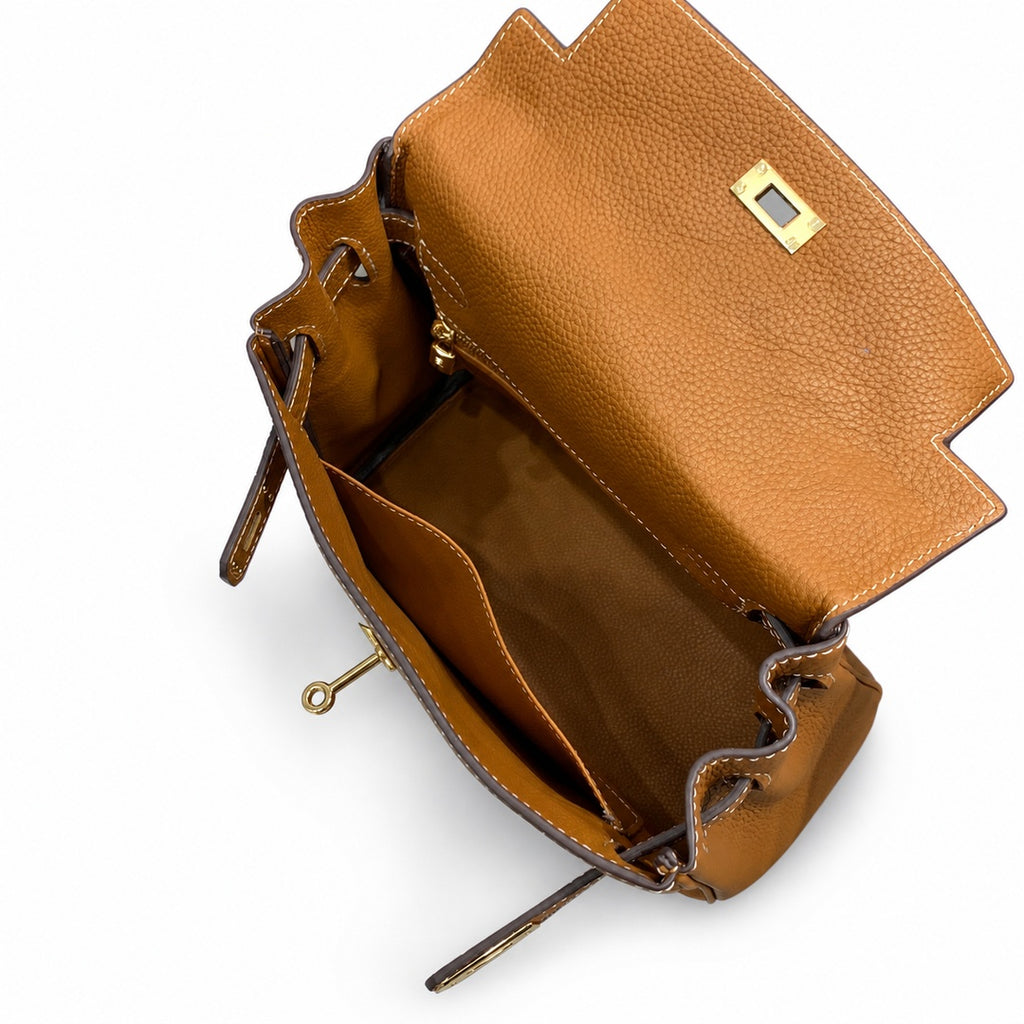 Kelly Sellier 20cm & 25cm & 28cm Gold Togo Leather Gold Hardware Women Handbag