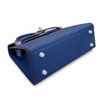 Mini Kelly II Sellier 19cm & 22cm Bleu Nuit Epsom Leather Palladium Hardware Women Mini Handbag