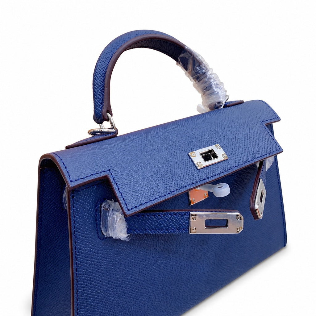 Mini Kelly II Sellier 19cm & 22cm Bleu Nuit Epsom Leather Palladium Hardware Women Mini Handbag