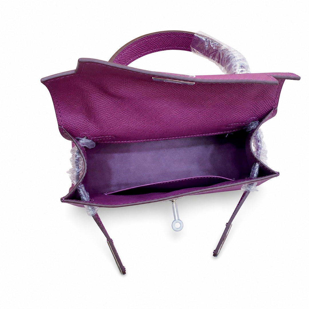 Mini Kelly II Sellier 19cm & 22cm Violet Epsom Leather Palladium Hardware Women Mini Handbag