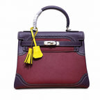 Kelly Sellier Ghillies 28cm Bordeaux & Marron Foncé Barenia Leather Palladium Hardware Women Handbag