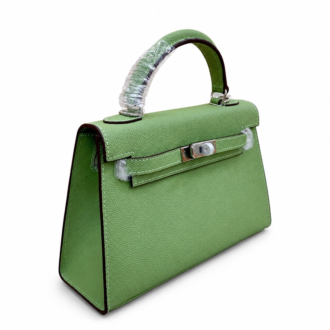Mini Kelly II Sellier 19cm & 22cm Vert Pistache Epsom Leather Palladium Hardware Women Mini Handbag