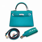 Mini Kelly II Sellier 19cm & 22cm Vert Jade Epsom Leather Palladium Hardware Women Mini Handbag