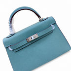 Mini Kelly II Sellier 19cm & 22cm Vert Cypress Epsom Leather Palladium Hardware Women Mini Handbag