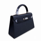 Mini Kelly II Sellier 19cm & 22cm Noir Epsom Leather Palladium Hardware Women Mini Handbag