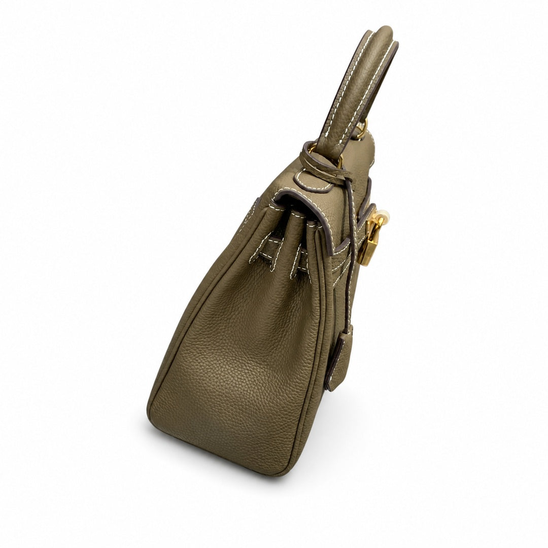 Kelly Sellier 20cm & 25cm & 28cm Etoupe Togo Leather Gold Hardware Women Handbag