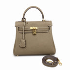 Kelly Sellier 20cm & 25cm & 28cm Etoupe Togo Leather Gold Hardware Women Handbag