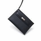 Kelly Elan 25 Underarm Baguette Bag, Genuine Top Layer Cowhide Goat Grain Leather, Silver Hardware Black Unisex Shoulder Purse, Multiway Crossbody Handheld Daily Bag, High Practical Daily Bag Size 25×6.5×15cm