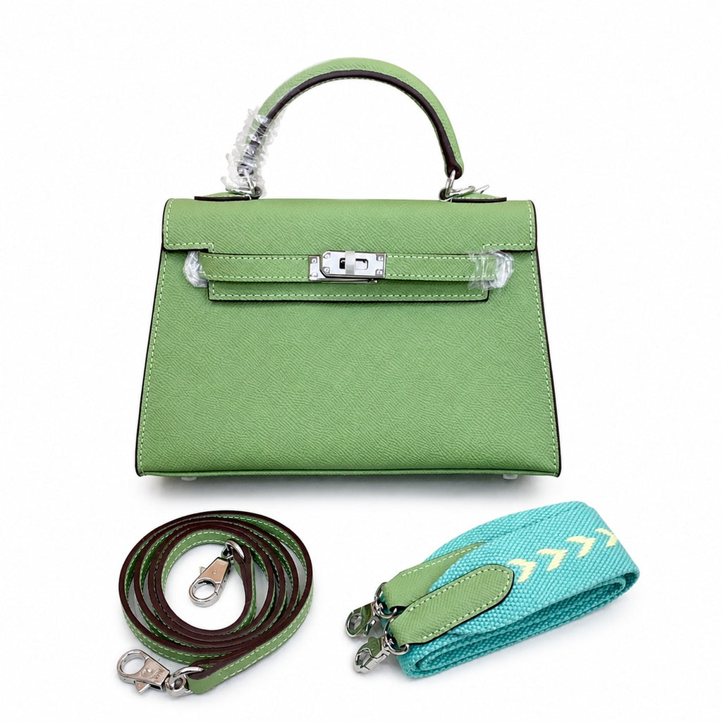 Mini Kelly II Sellier 19cm & 22cm Vert Pistache Epsom Leather Palladium Hardware Women Mini Handbag