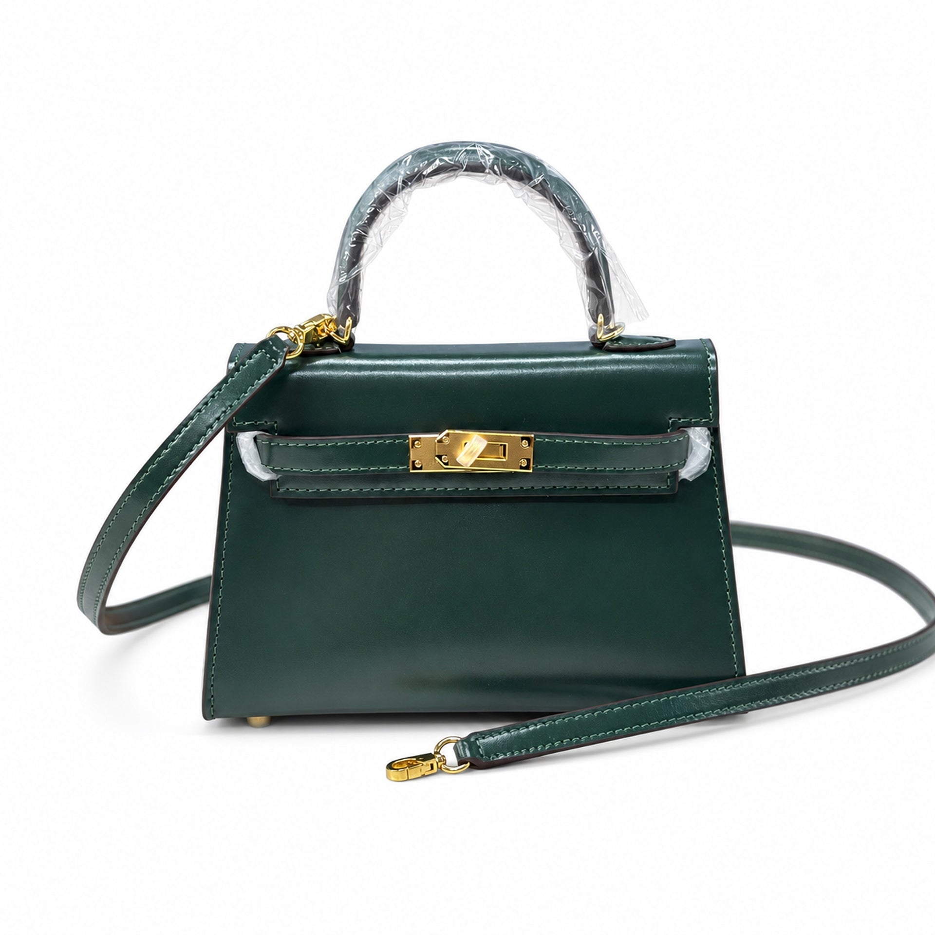 Kelly Sellier 19cm & 22cm & 25cm Vert Fonce Box Calf Leather Gold Hardware & Palladium Hardware Women Handbag