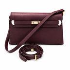 Kelly Elan 25 Underarm Baguette Bag, Genuine Top Layer Cowhide Goat Grain Leather, Gold Hardware Havane Brown Shoulder Purse, Low-key Old Money Vintage Style Daily Handbag Size 25×6.5×15cm