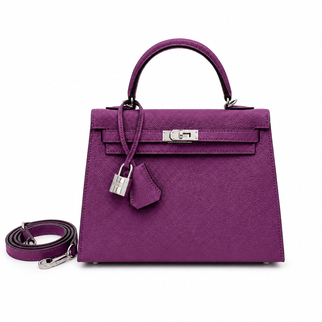 Kelly Sellier 25cm & 28cm Violine Epsom Leather Palladium Hardware Commute Shoulder Handbag