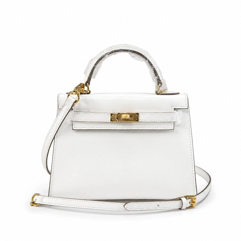 Kelly Sellier 19cm & 22cm & 25cm Craie Box Calf Leather Gold Hardware & Palladium Hardware Women Handbag