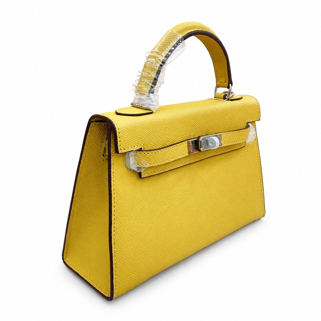 Mini Kelly II Sellier 19cm & 22cm Jaune Ambre Epsom Leather Palladium Hardware Women Mini Handbag