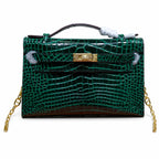 Kelly Pochette Vert Emeraude Shiny Niloticus Crocodile Leather Gold Hardware Women Clutch Bag
