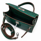 Kelly Sellier 19cm Vert Emeraude Shiny Crocodile Leather Gold Hardware & Palladium Hardware Women Handbag