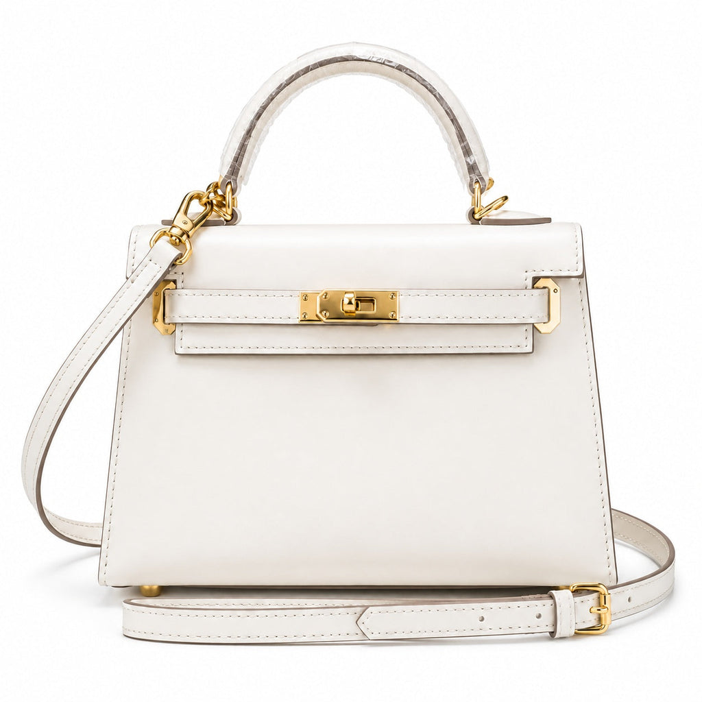Kelly Sellier 19cm & 22cm & 25cm Craie Box Calf Leather Gold Hardware & Palladium Hardware Women Handbag