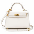 Kelly Sellier 19cm & 22cm & 25cm Craie Box Calf Leather Gold Hardware & Palladium Hardware Women Handbag