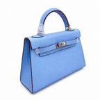 Mini Kelly II Sellier 19cm & 22cm Bleu Brume Epsom Leather Palladium Hardware Women Mini Handbag