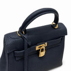 Kelly Sellier 20cm & 25cm & 28cm Bleu Nuit Togo Leather Gold Hardware Women Handbag