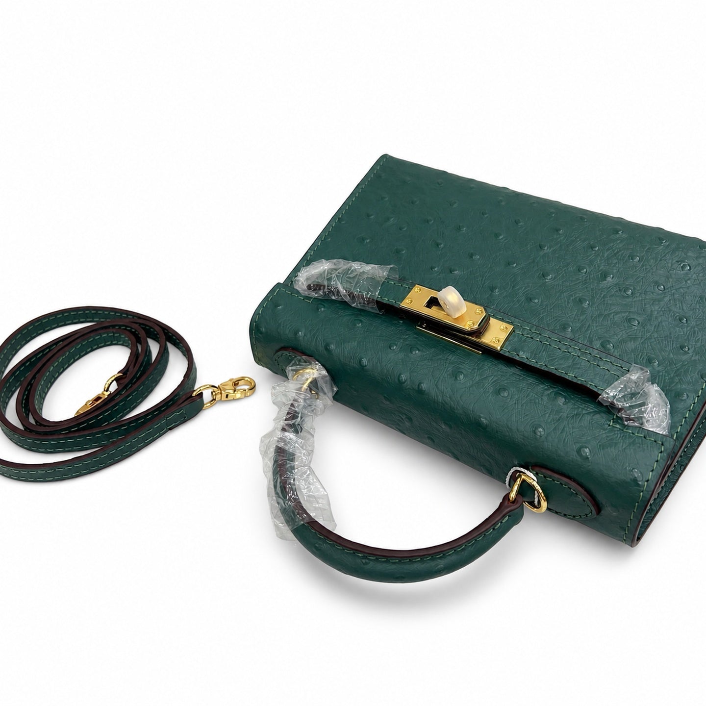 Mini Kelly II Sellier 19cm Vert Cypress Epsom Leather Gold Hardware Mini Women Handbag