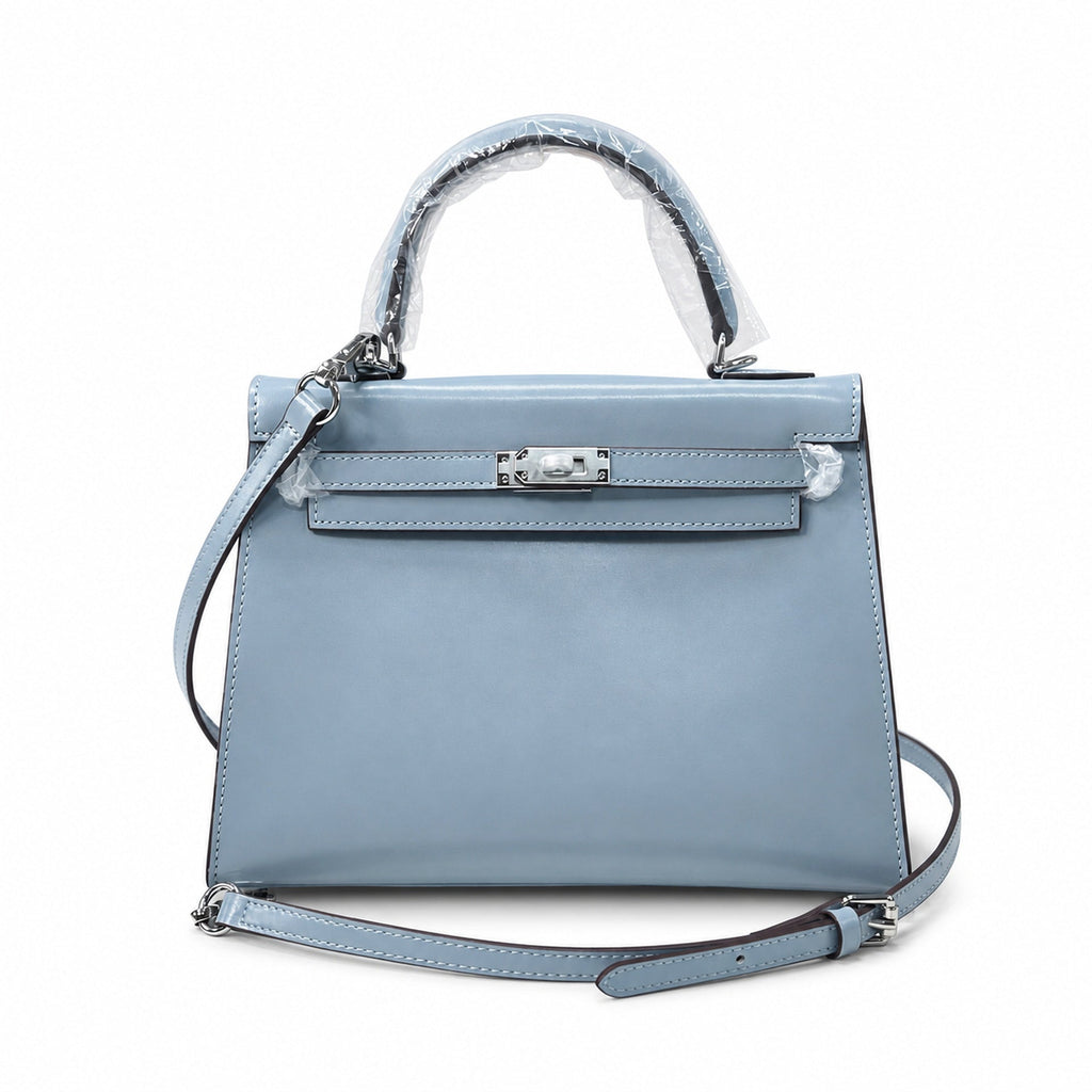 Kelly Sellier 19cm & 22cm & 25cm Bleu Lin Box Calf Leather Gold Hardware & Palladium Hardware Women Handbag