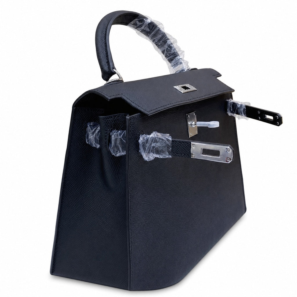 Kelly Sellier 25cm & 28cm Noir Epsom Leather Palladium Hardware Women Luxury Handbag