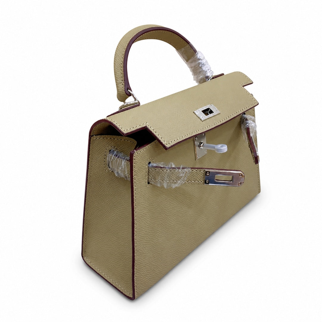 Mini Kelly II Sellier 19cm & 22cm Sauge Epsom Leather Palladium Hardware Women Mini Handbag