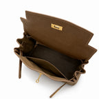 Kelly Sellier 20cm & 25cm & 28cm Chocolat Togo Leather Gold Hardware Women Handbag