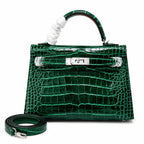 Kelly Sellier 19cm Vert Emeraude Shiny Crocodile Leather Gold Hardware & Palladium Hardware Women Handbag