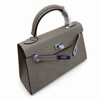 Mini Kelly II Sellier 19cm & 22cm Gris Asphalte Epsom Leather Palladium Hardware Women Mini Handbag