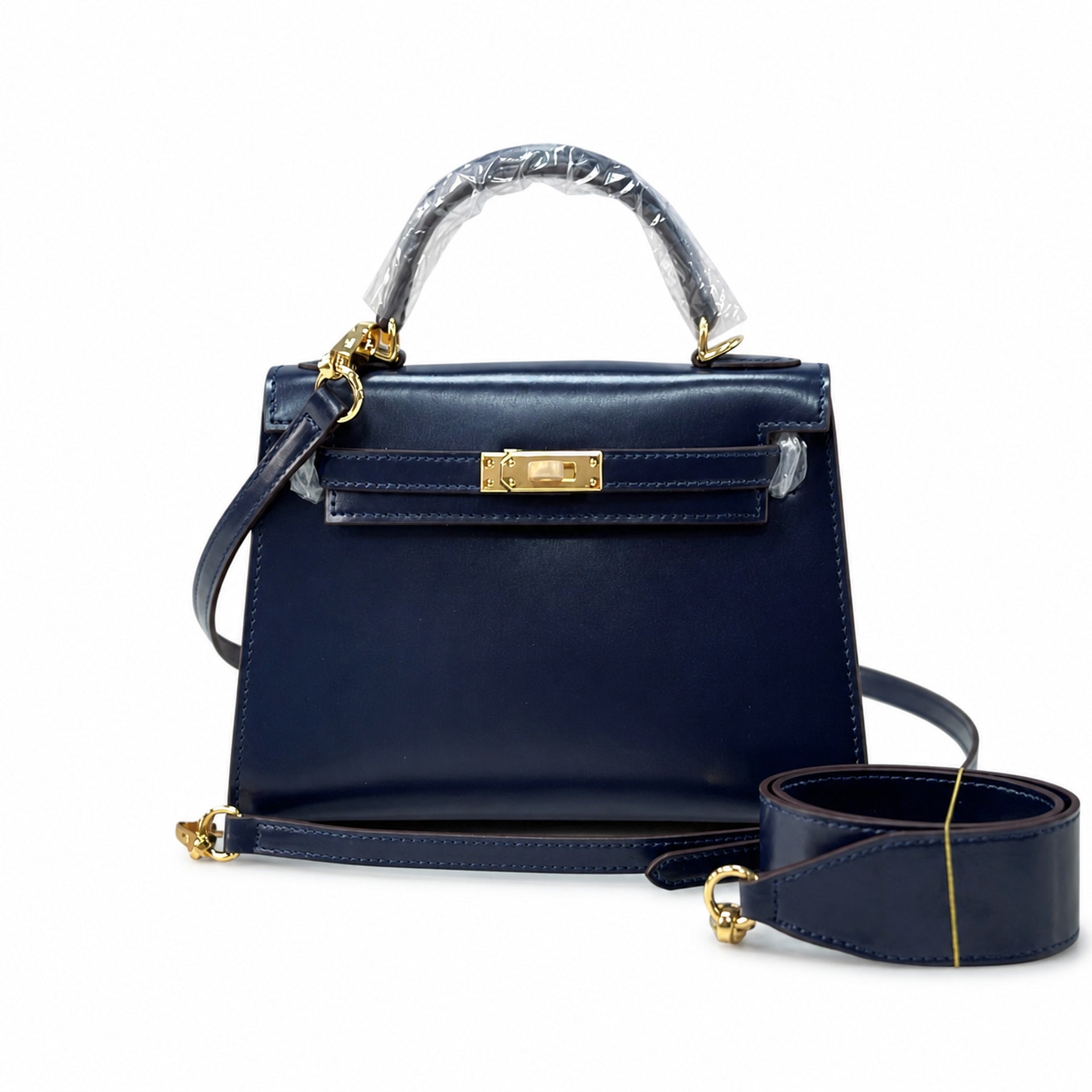 Kelly Sellier 19cm & 22cm & 25cm Bleu Nuit Box Calf Leather Gold Hardware & Palladium Hardware Women Handbag